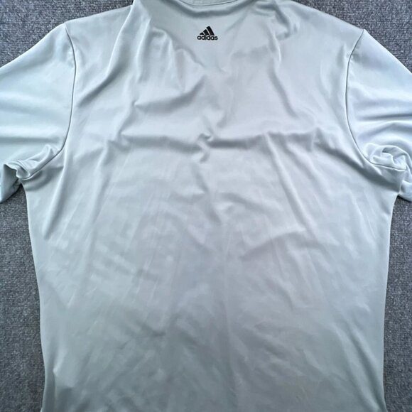 Adidas Climacool Polo Shirt Gray Striped Short Sleeve Polyester Wicking Men Golf - Picture 9 of 9